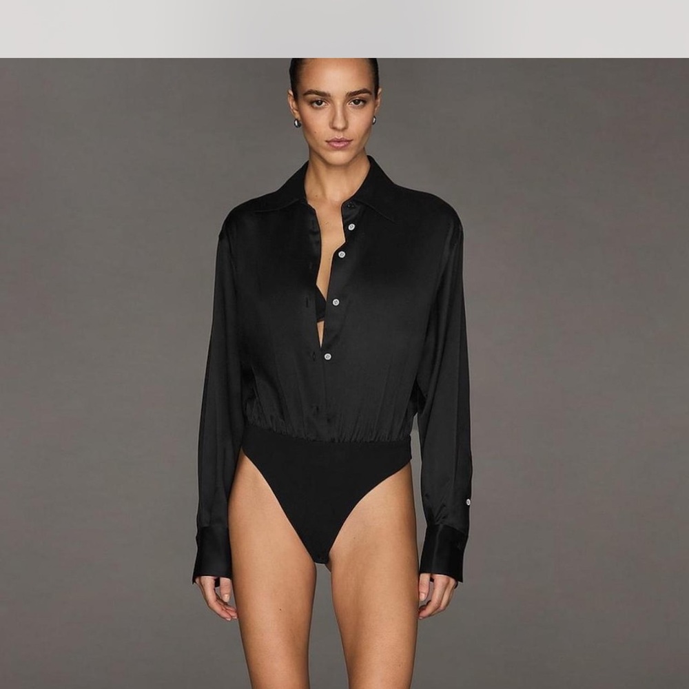 Altuzarra Midnight Black Satin Bodysuit